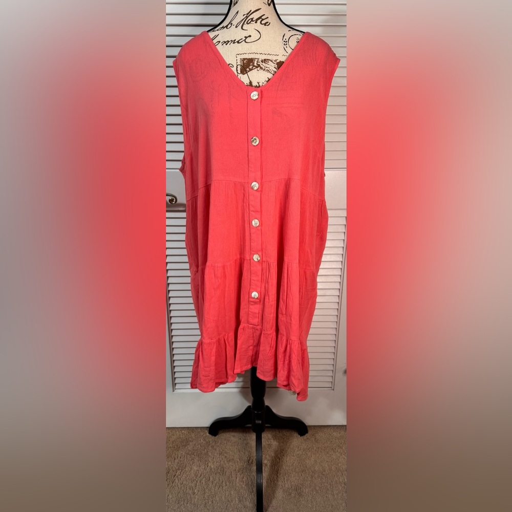 Cozy Co Coral Button-Down Dress NWT